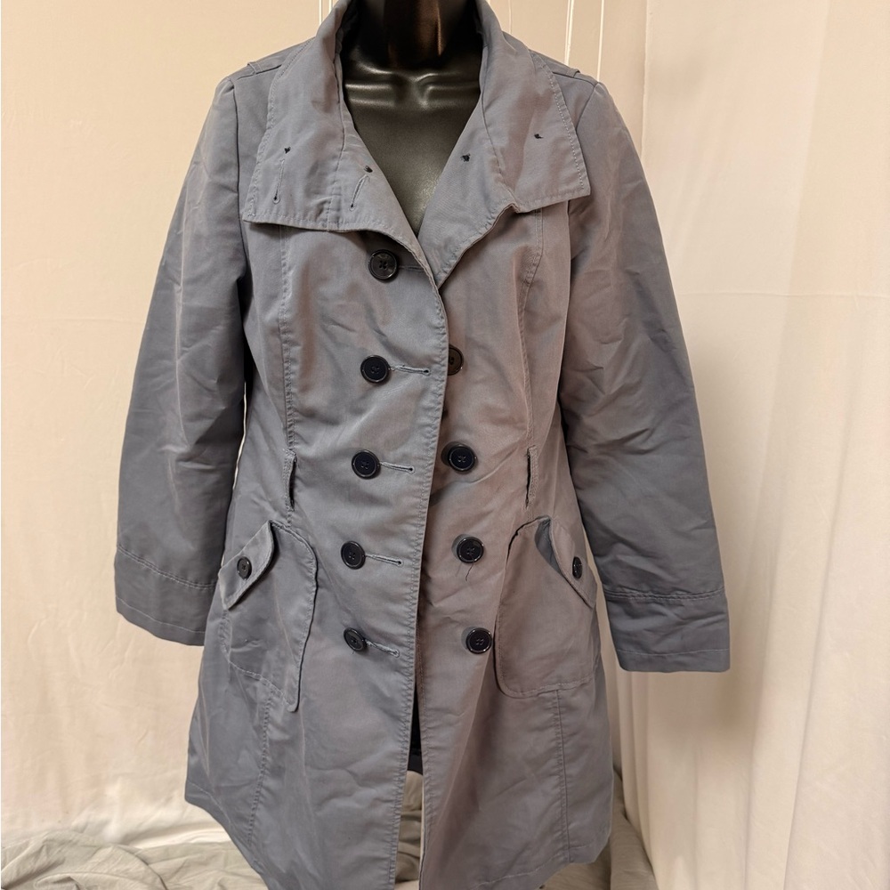 Merona Gray Trench Coat Classic Style